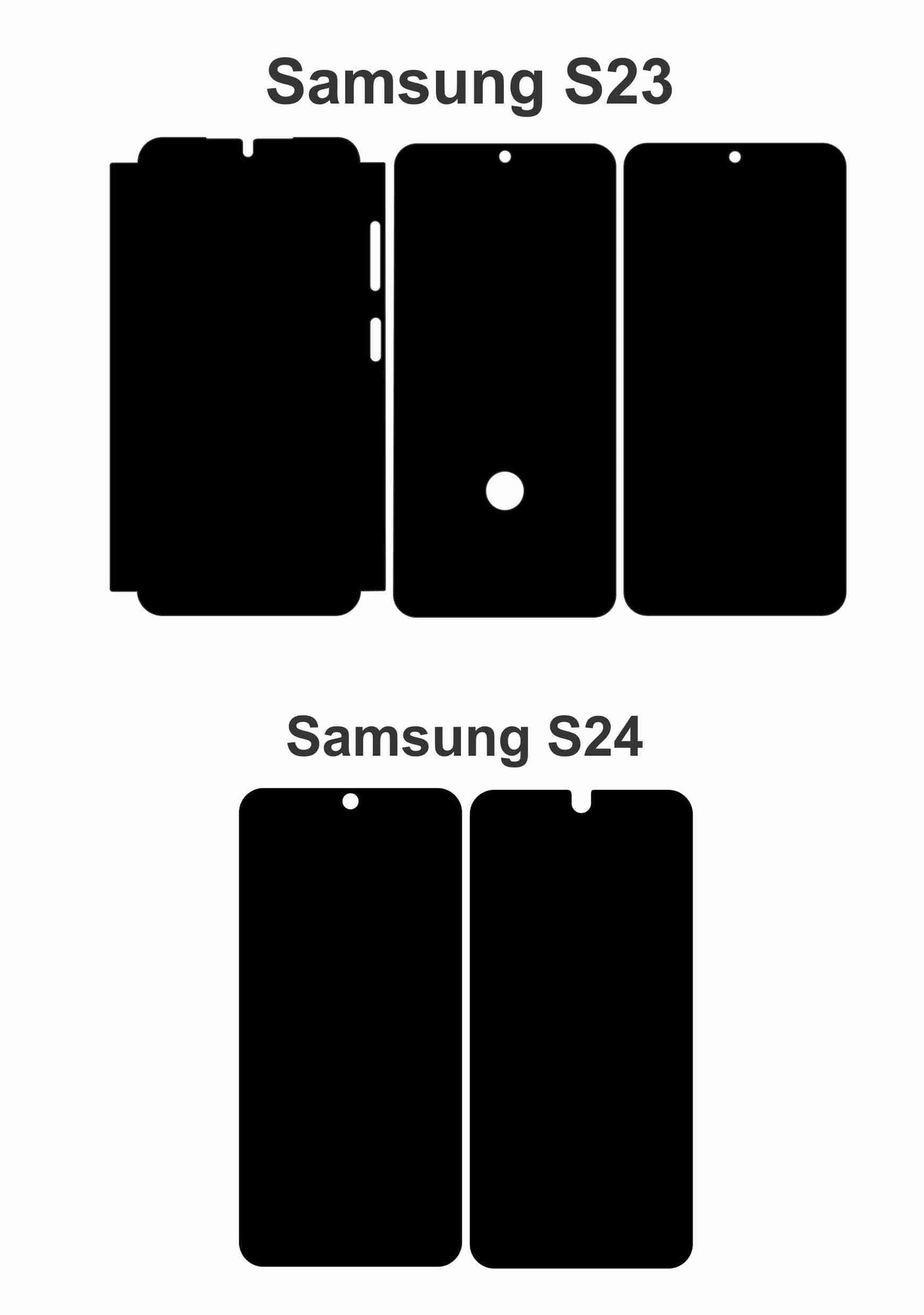 Samsung Galaxy S24 & S23 Skin Template: Vector Files Die Cut Layout