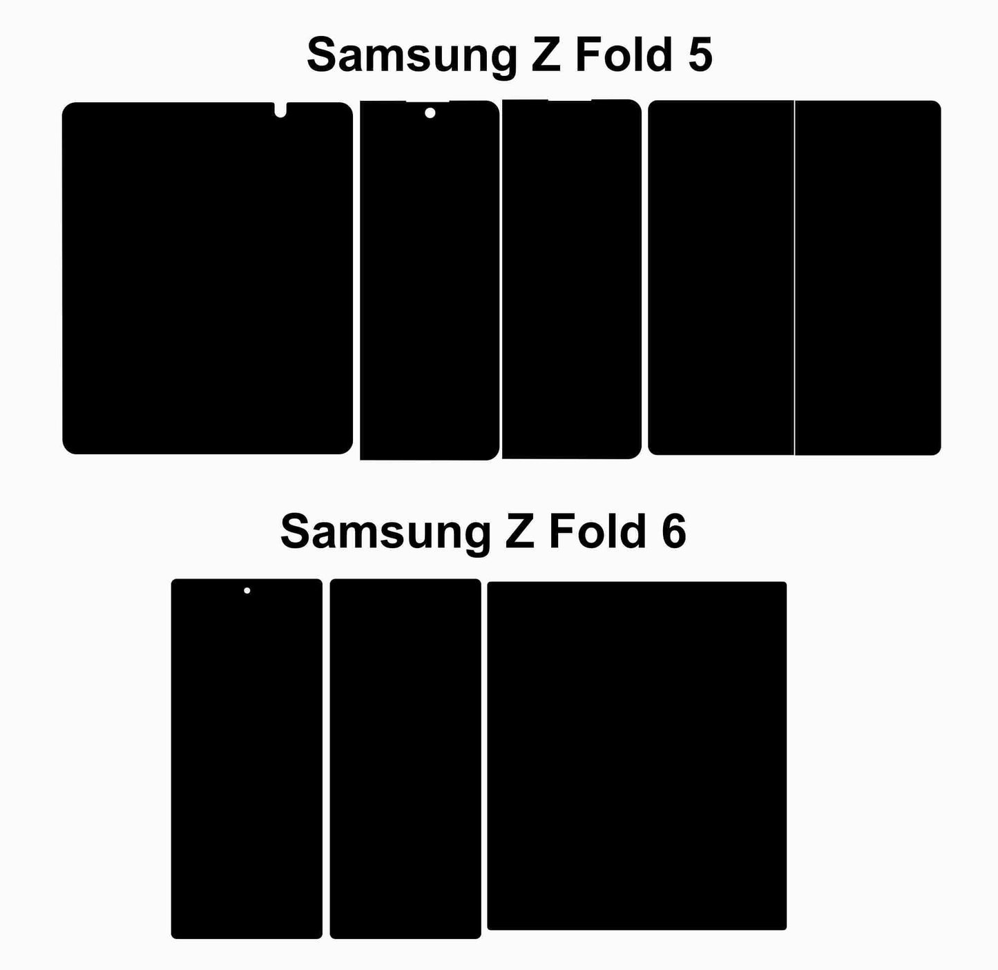 Galaxy Z Fold 5 & 6 Skin Template Vectors: Custom Phone Decal Cut Files