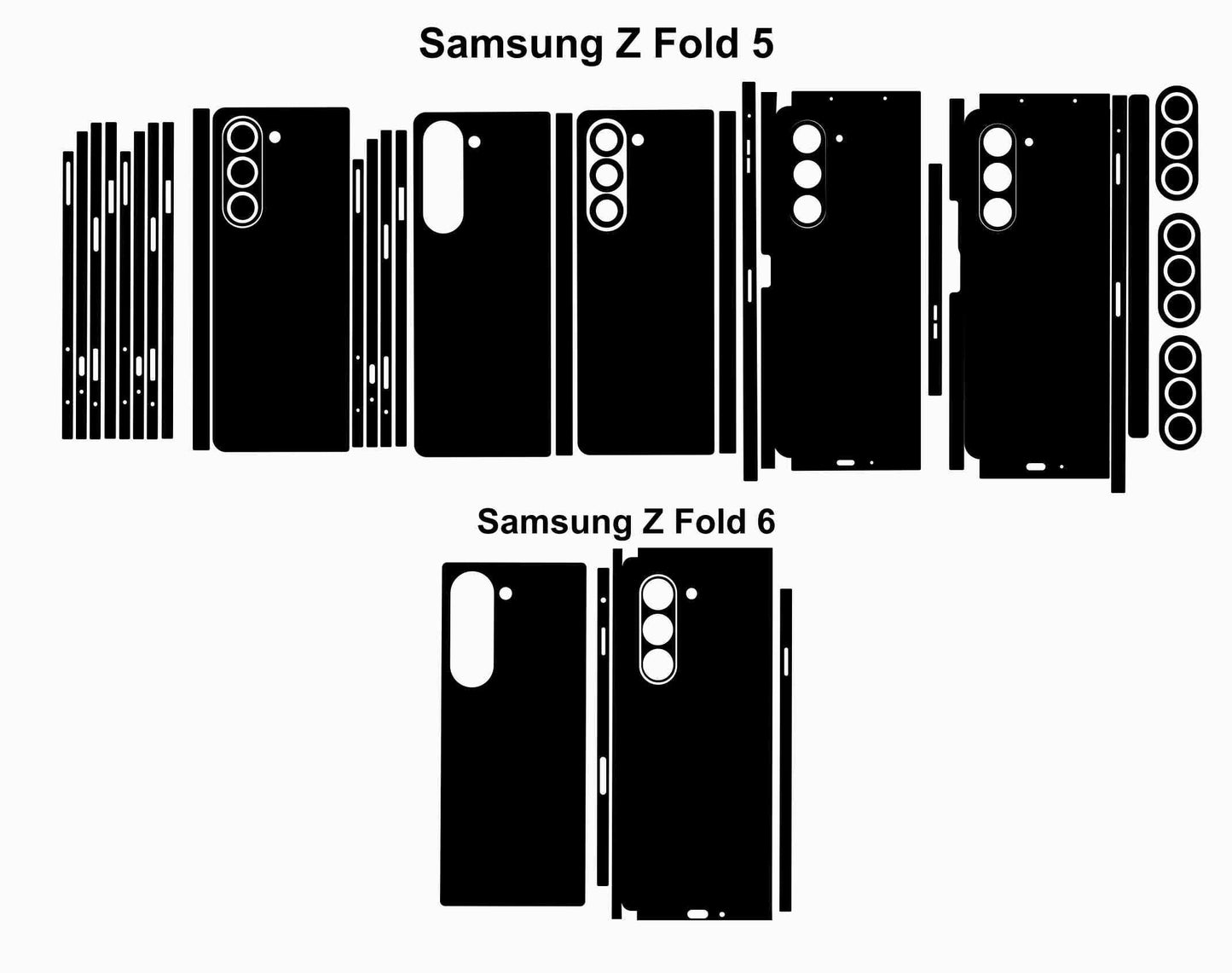 Galaxy Z Fold 5 & 6 Skin Template Vectors: Custom Phone Decal Cut Files