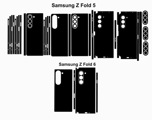 Galaxy Z Fold 5 & 6 Skin Template Vectors: Custom Phone Decal Cut Files