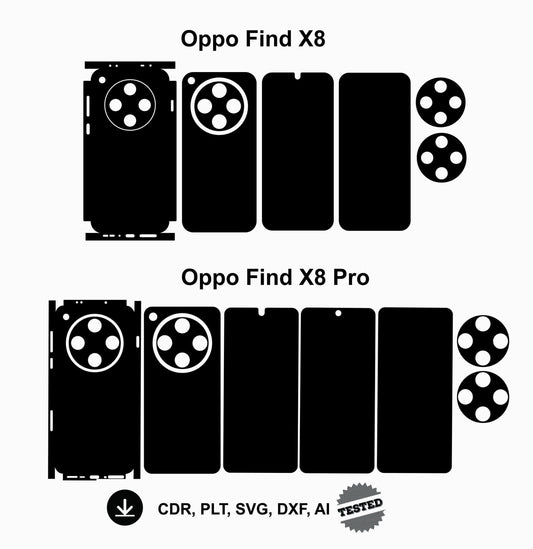 Oppo Find X8 & X8 Pro Skin Template: Custom Phone Wrap (SVG DXF AI)
