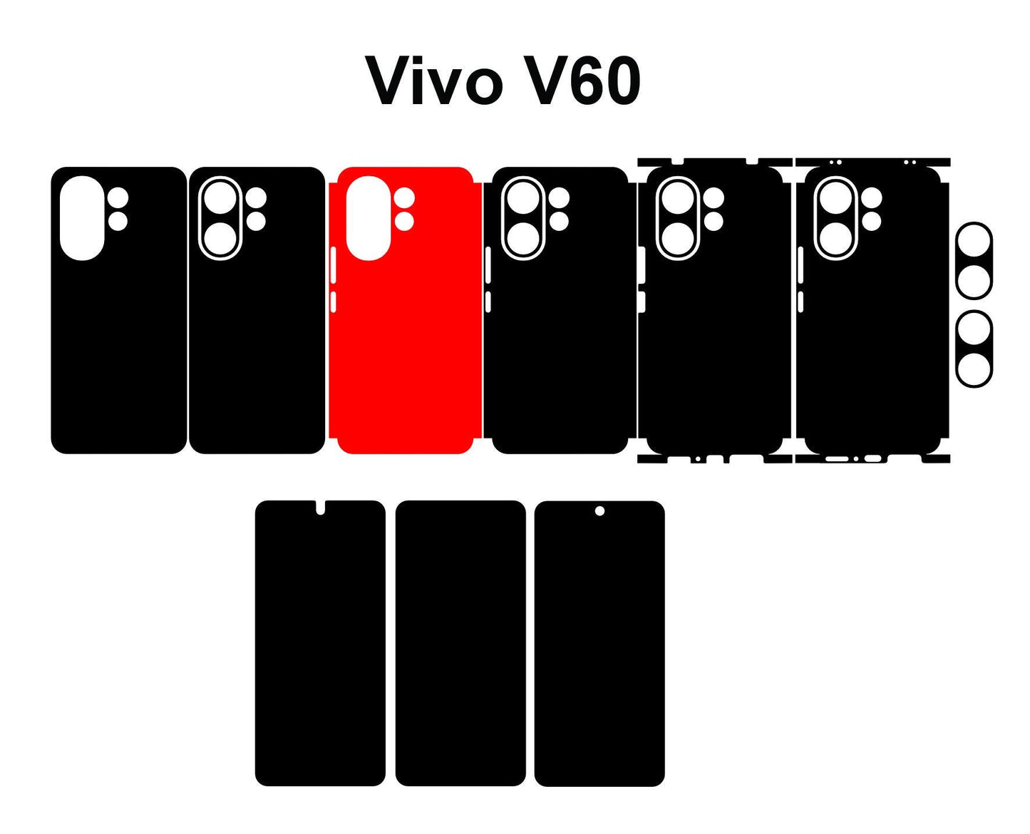 Vivo V60 & V60 Lite 5g Skin Vector Template Cut Files Svg Dxf Png