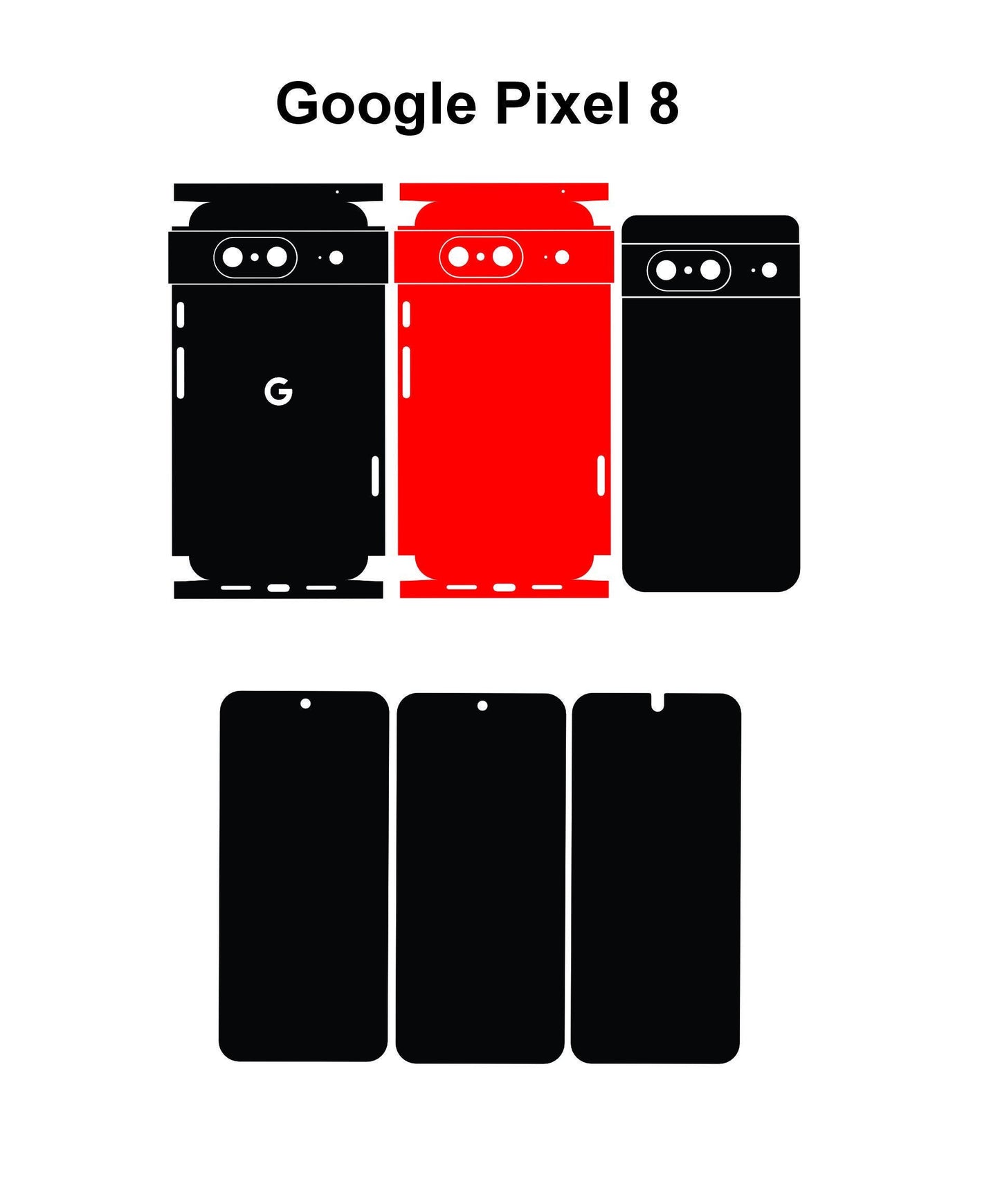 Google Pixel 8 / 8 Pro / 8a Case Templates Skin Vector Cut Files Svg,Dxf,Png