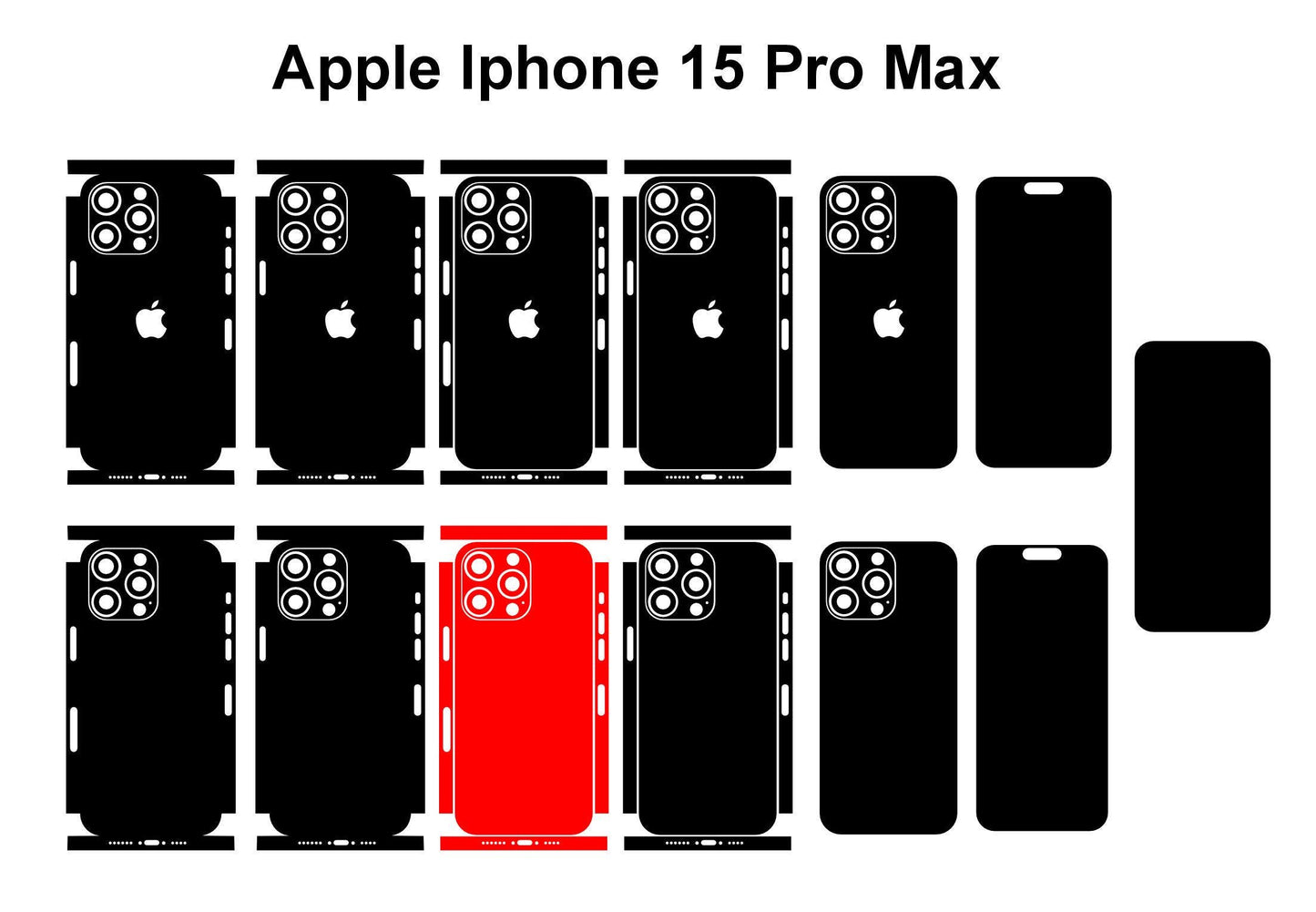 iPhone 15 Pro Max & Pro Skin Vector Template Cut Files SVG DXF PNG