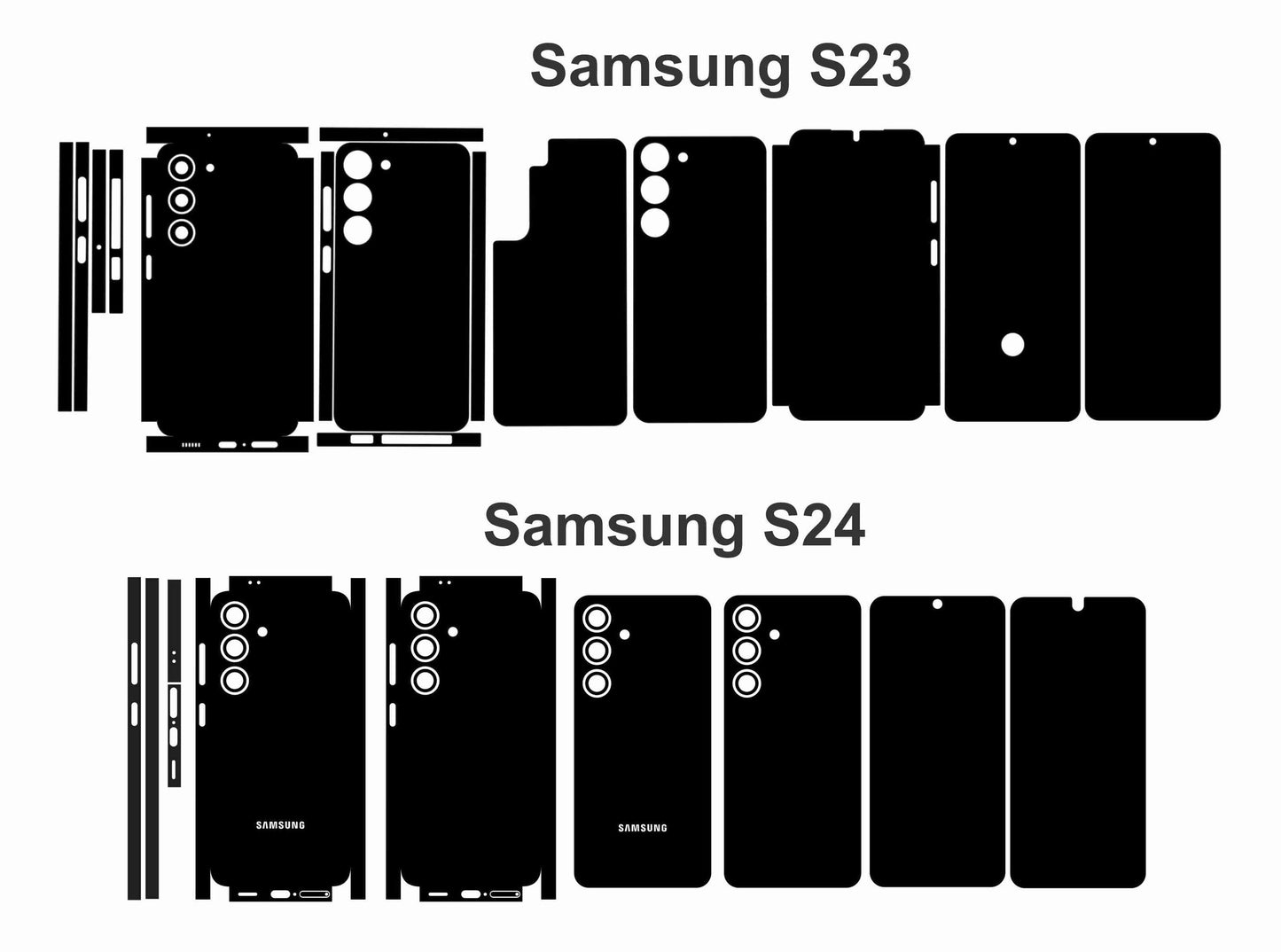 Samsung Galaxy S24 & S23 Skin Template: Vector Files Die Cut Layout
