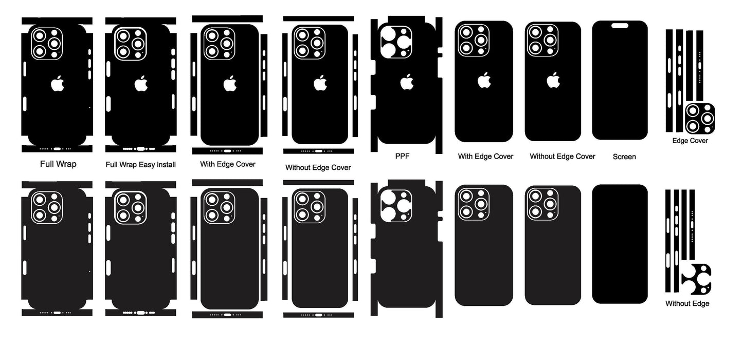 iPhone 16 Pro Skin Vector Template Cut Files Edge To Edge Svg Dxf