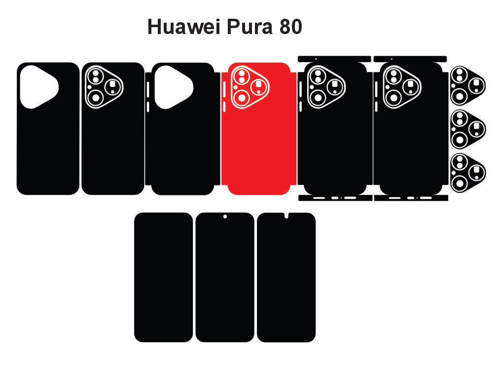 Huawei Pura 80,80 Pro & 80 Ultra Skin Vector Template Cut Files Svg Dxf Eps