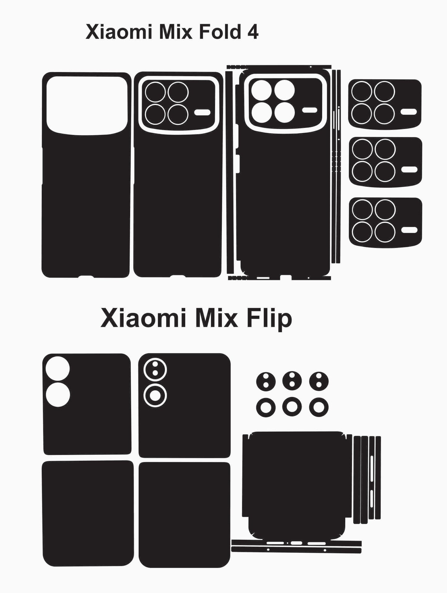 Mi Mix Fold 4 and Mix Flip Skin Vector Template Cut Files Svg Dxf