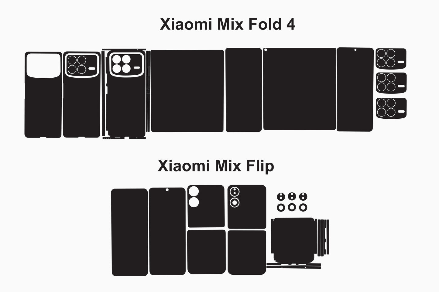 Mi Mix Fold 4 and Mix Flip Skin Vector Template Cut Files Svg Dxf
