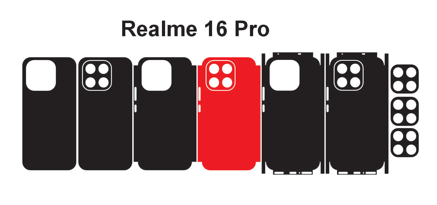 Realme 16 Pro & Pro plus Skin vector Template Cut files Svg Dxf Png