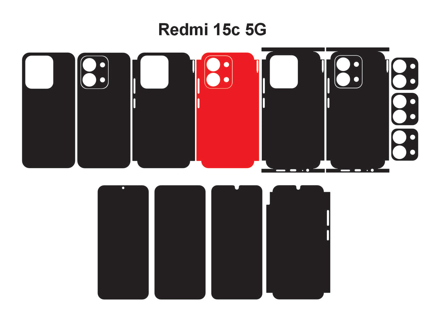 Redmi 15c 5g & Note 15r Skin Vector Template Cut Files Svg Dxf Eps