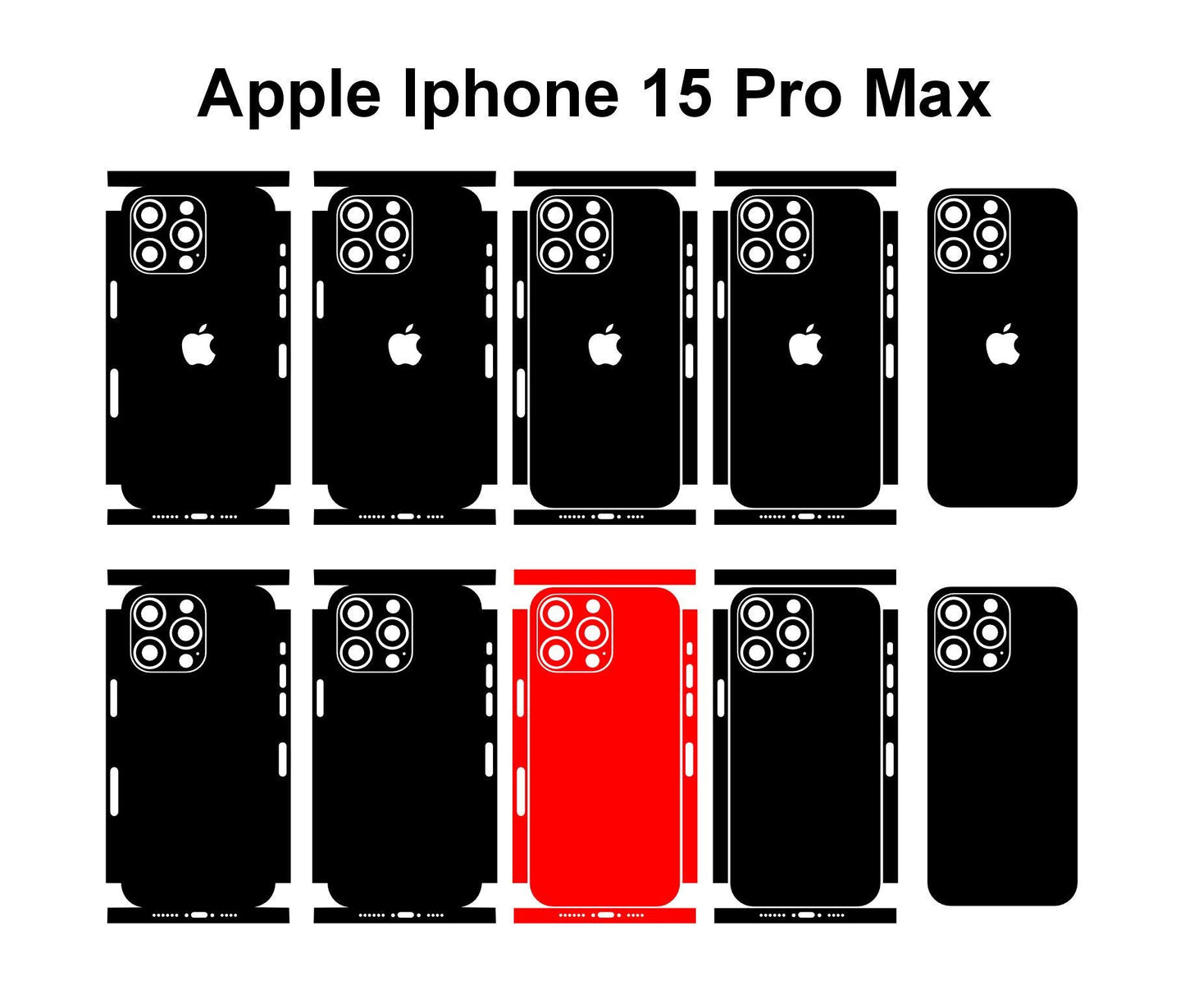 iPhone 15 Pro Max & Pro Skin Vector Template Cut Files SVG DXF PNG