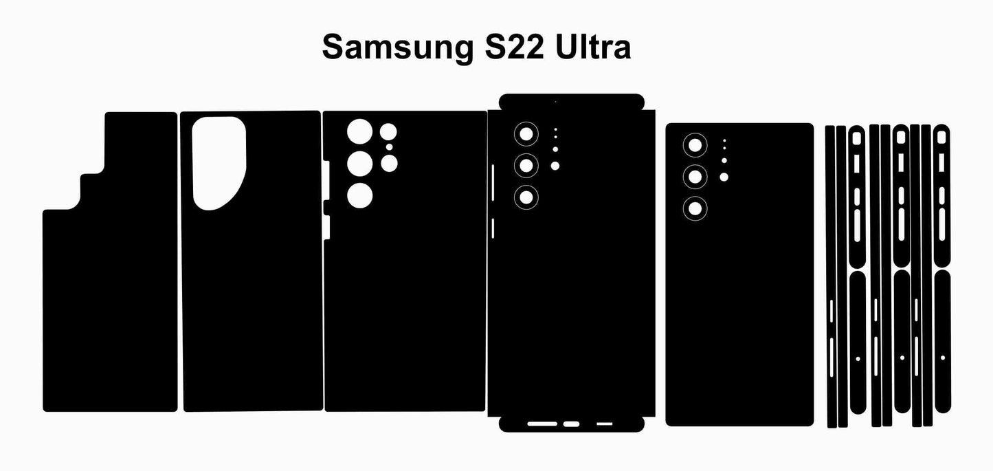 Samsung Galaxy S22 Ultra 5G Skin Template: Vector Files (Die Cut Layout)