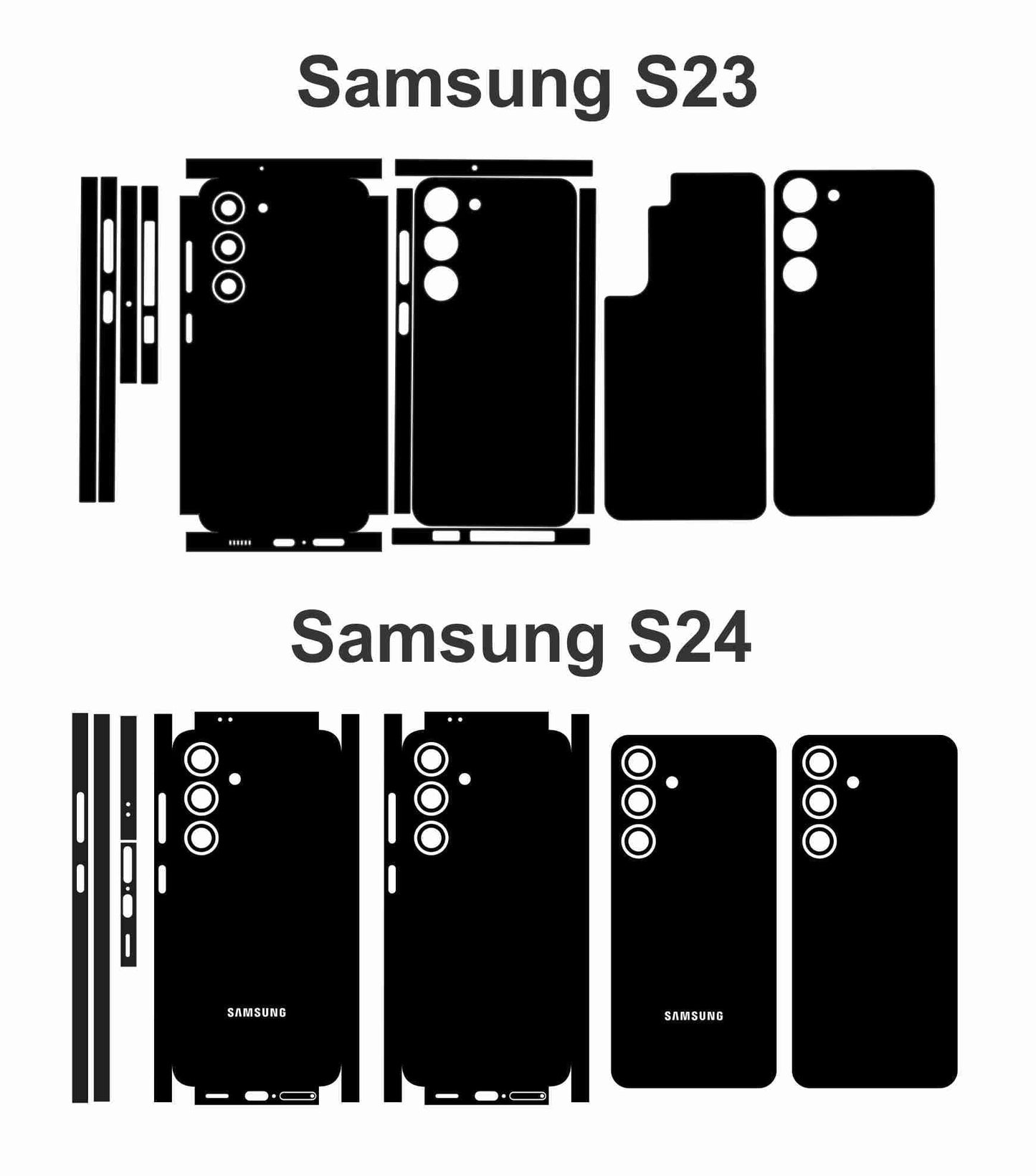 Samsung Galaxy S24 & S23 Skin Template: Vector Files Die Cut Layout